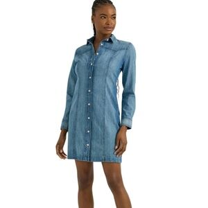 Women’s Lee 100% Cotton Heritage  Western Button Up Denim Midi Shirt Dress